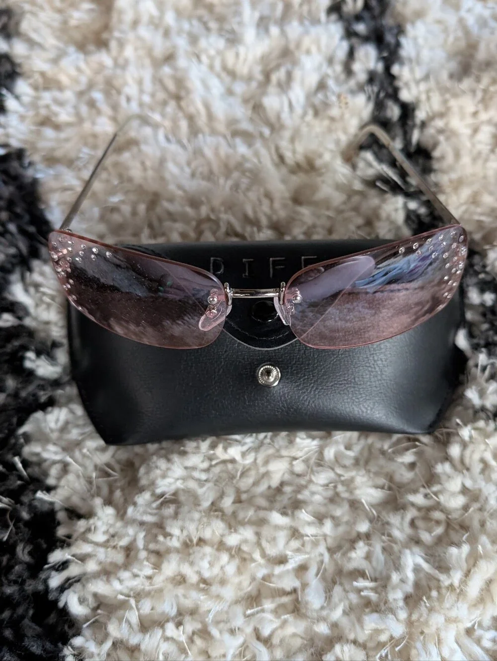 Pink Rimless Y2K Sunglasses